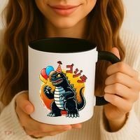 Funny Happy Birthday Japanese Kaiju Monster Coffee Mug thumb 3