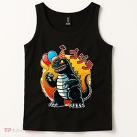 Funny Happy Birthday Japanese Kaiju Monster Tank Top thumb 2
