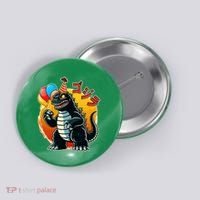 Funny Happy Birthday Japanese Kaiju Monster Button thumb 0