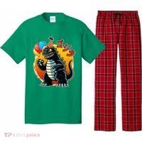 Funny Happy Birthday Japanese Kaiju Monster Pajama Set thumb 0