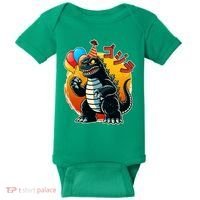 Funny Happy Birthday Japanese Kaiju Monster Baby Bodysuit thumb 0