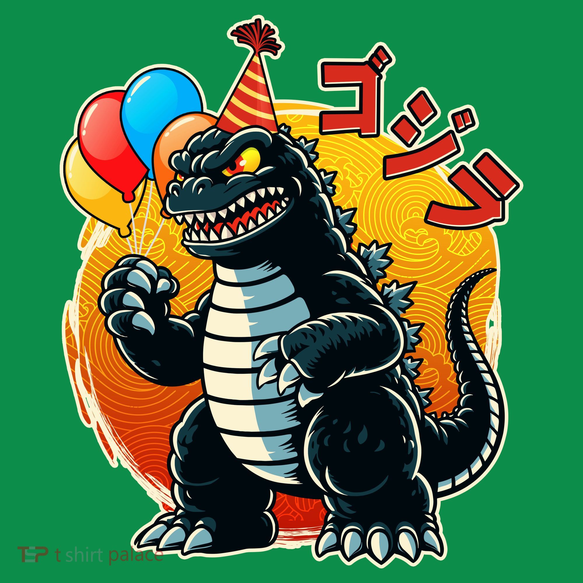 Funny Happy Birthday Japanese Kaiju Monster Baby Bodysuit