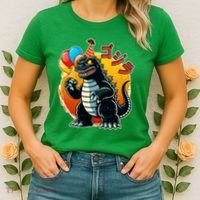 Funny Happy Birthday Japanese Kaiju Monster Women's T-Shirt thumb 2