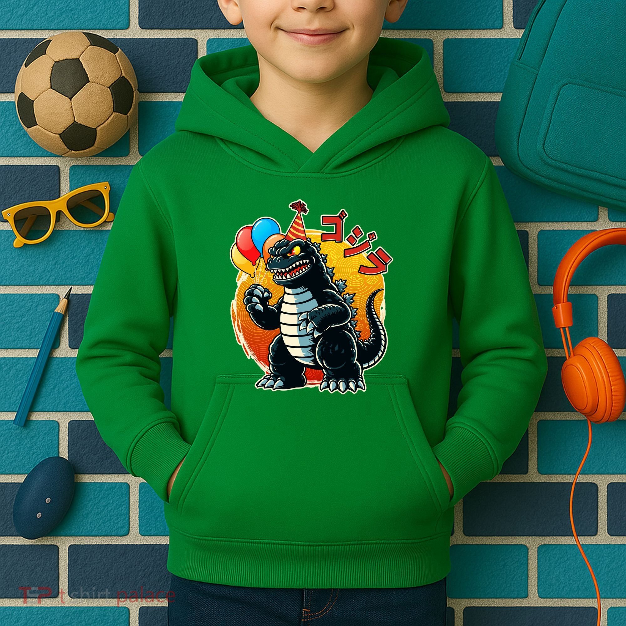 Funny Happy Birthday Japanese Kaiju Monster Kids Hoodie