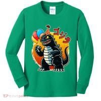 Funny Happy Birthday Japanese Kaiju Monster Kids Long Sleeve Shirt thumb 0