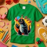 Funny Happy Birthday Japanese Kaiju Monster Kids T-Shirt thumb 3