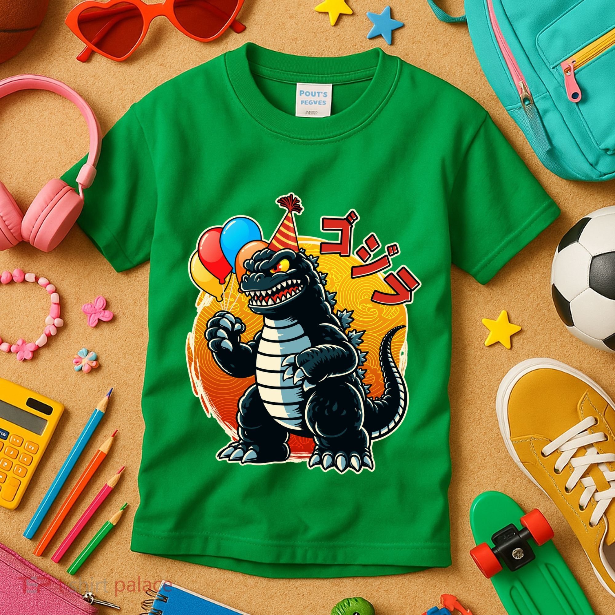 Funny Happy Birthday Japanese Kaiju Monster Kids T-Shirt
