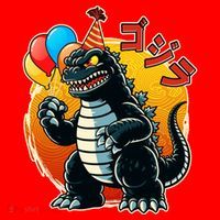 Funny Happy Birthday Japanese Kaiju Monster Santa Hat thumb 1