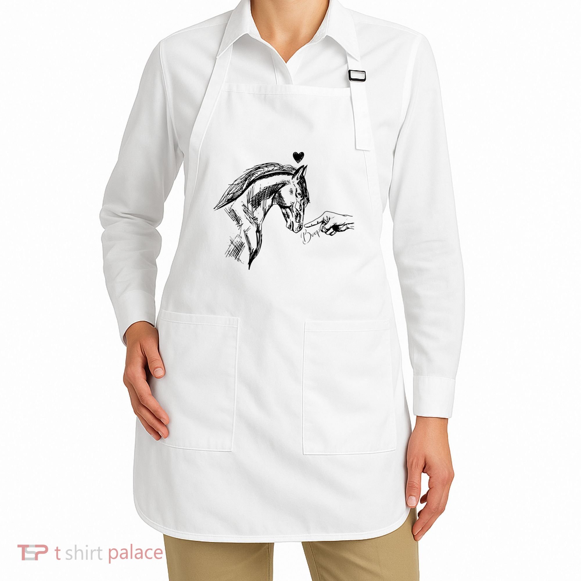 Funny Hand Boop On A HorseS Nose Funny Horse Lover Long Sleeve Apron