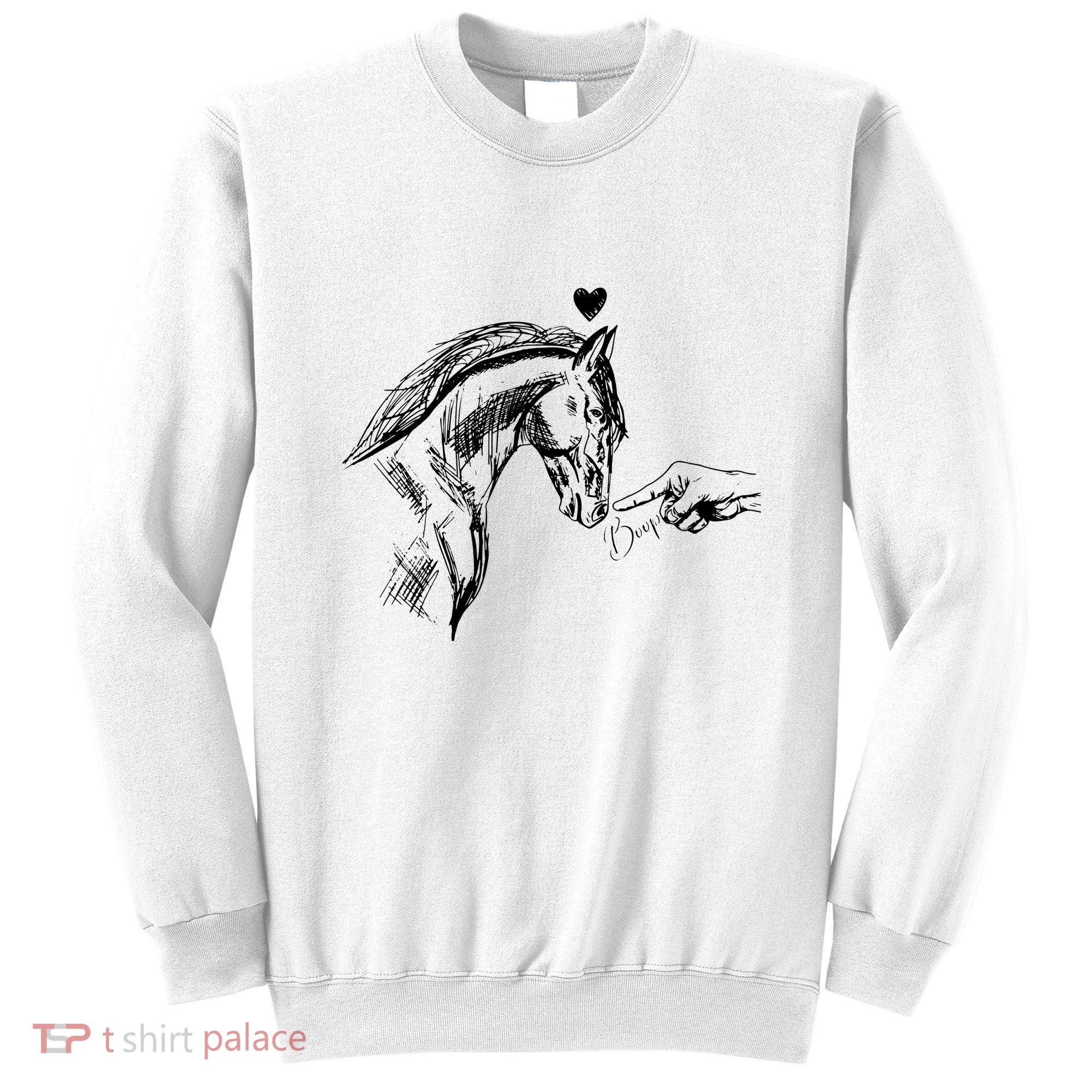 Funny Hand Boop On A HorseS Nose Funny Horse Lover Long Sleeve Sweatshirt