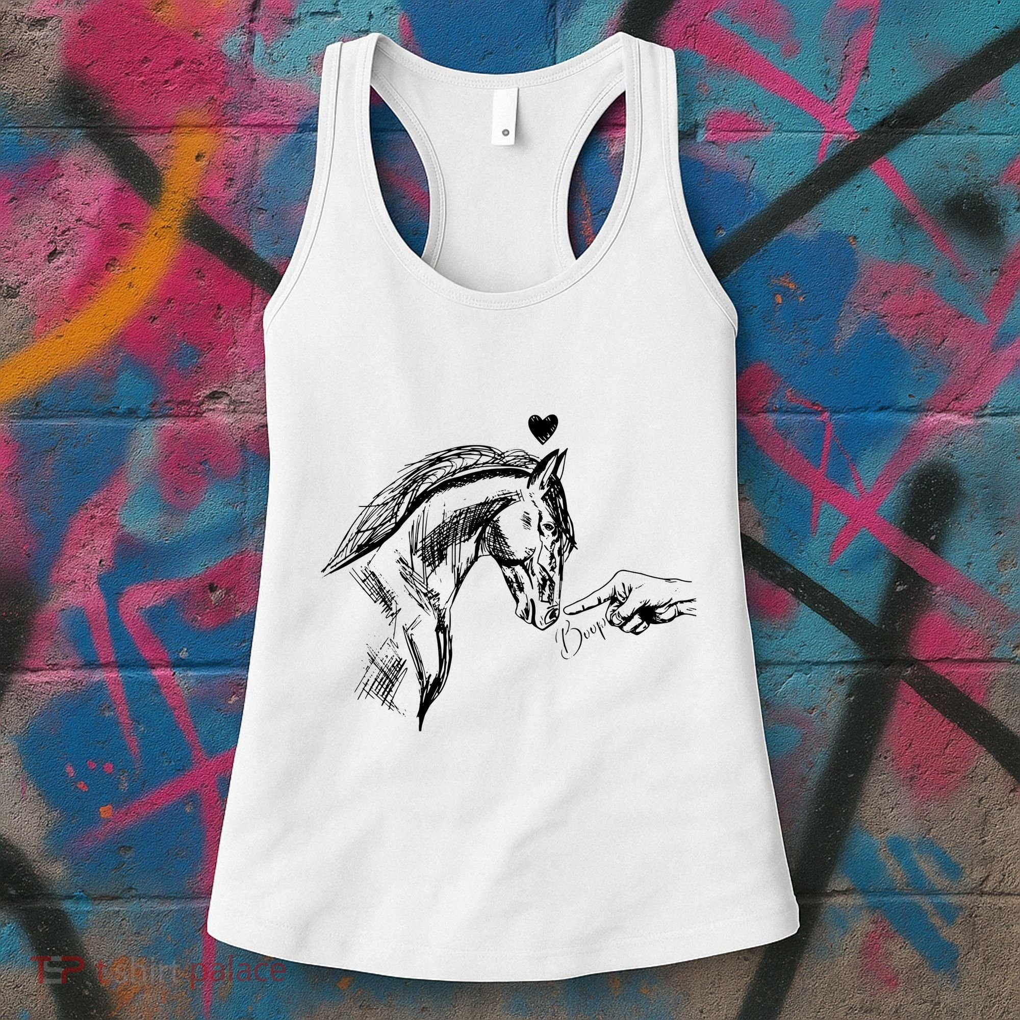 Funny Hand Boop On A HorseS Nose Funny Horse Lover Long Sleeve Women's Tank Top