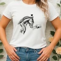 Funny Hand Boop On A HorseS Nose Funny Horse Lover Long Sleeve Women's T-Shirt thumb 2