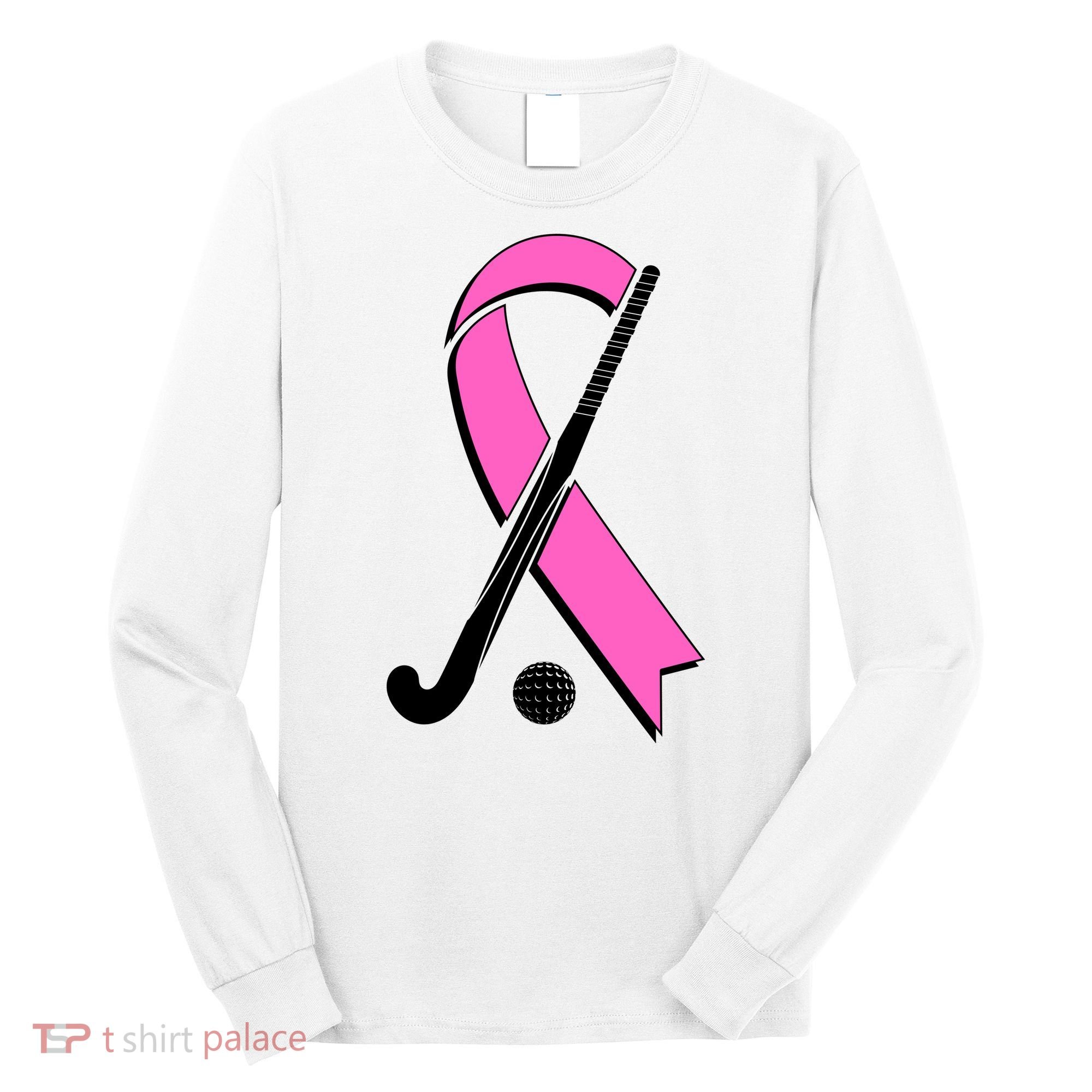 Field Hockey Breast Cancer Awareness Ribbon Long Sleeve Shirt