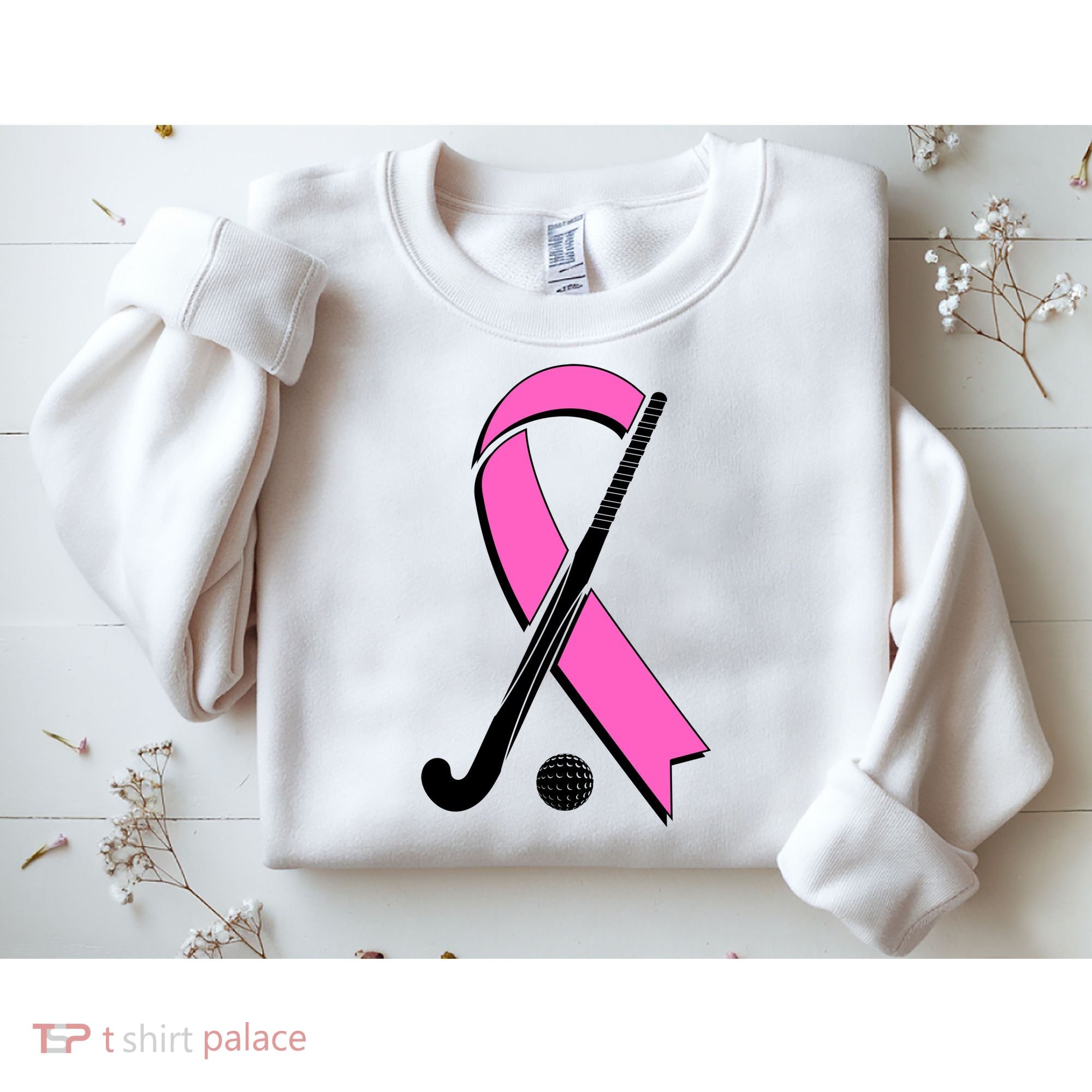 Field Hockey Breast Cancer Awareness Ribbon Sweatshirt