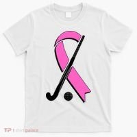 Field Hockey Breast Cancer Awareness Ribbon T-Shirt thumb 0