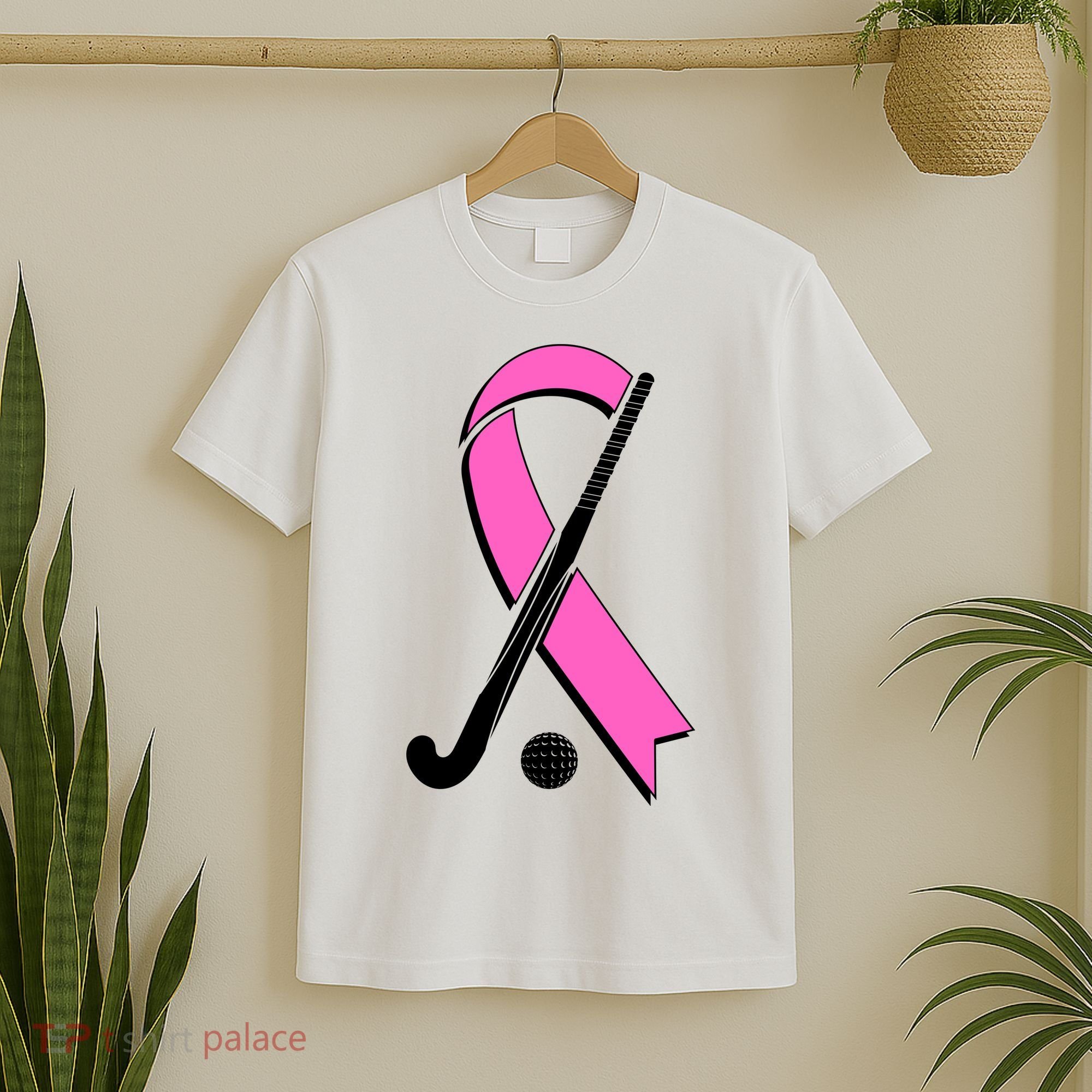 Field Hockey Breast Cancer Awareness Ribbon T-Shirt