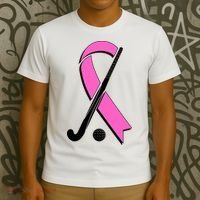 Field Hockey Breast Cancer Awareness Ribbon T-Shirt thumb 3