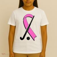 Field Hockey Breast Cancer Awareness Ribbon T-Shirt thumb 4