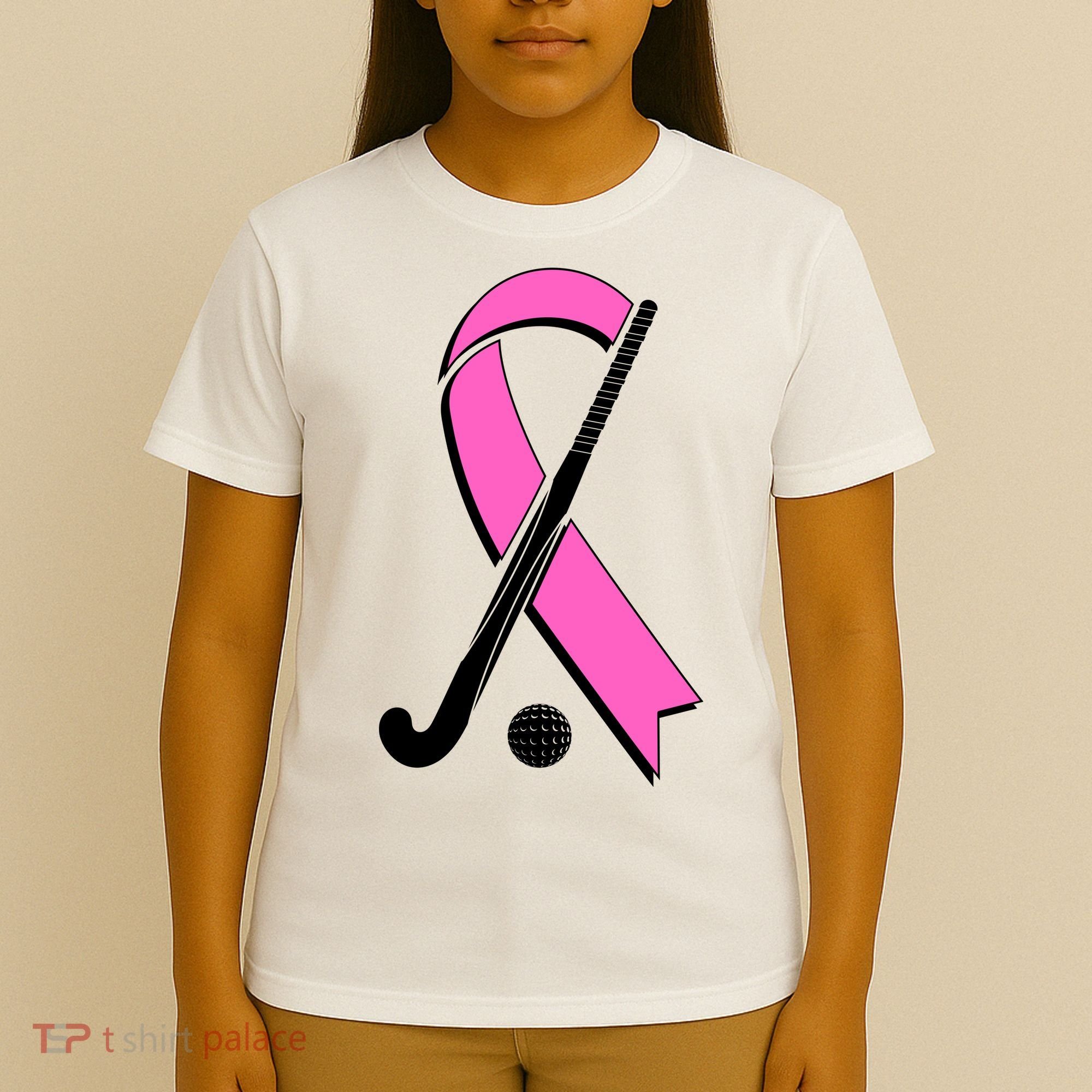 Field Hockey Breast Cancer Awareness Ribbon T-Shirt