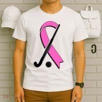 Field Hockey Breast Cancer Awareness Ribbon T-Shirt thumb 6