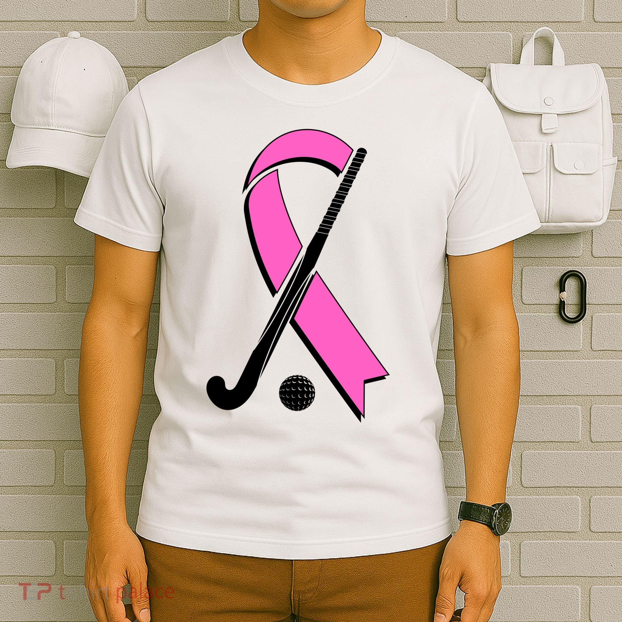 Field Hockey Breast Cancer Awareness Ribbon T-Shirt