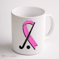 Field Hockey Breast Cancer Awareness Ribbon Coffee Mug thumb 1