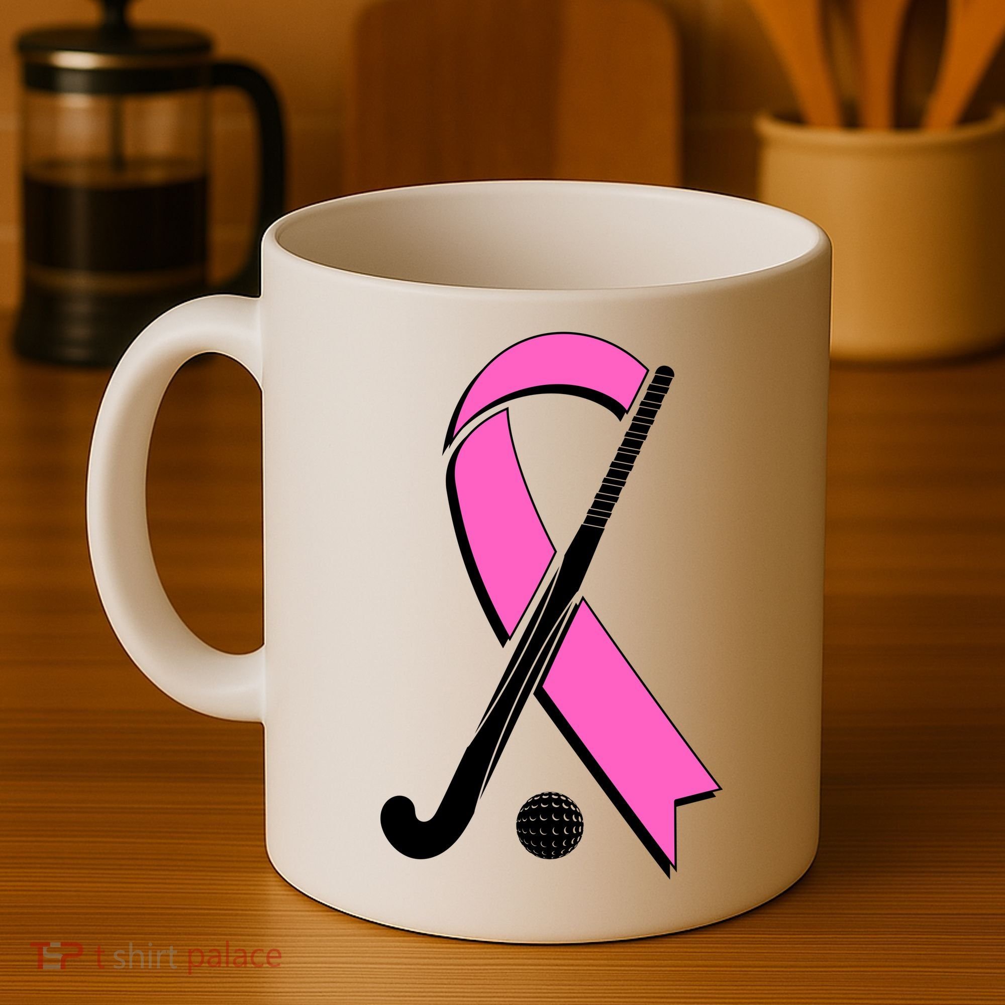 Field Hockey Breast Cancer Awareness Ribbon Coffee Mug