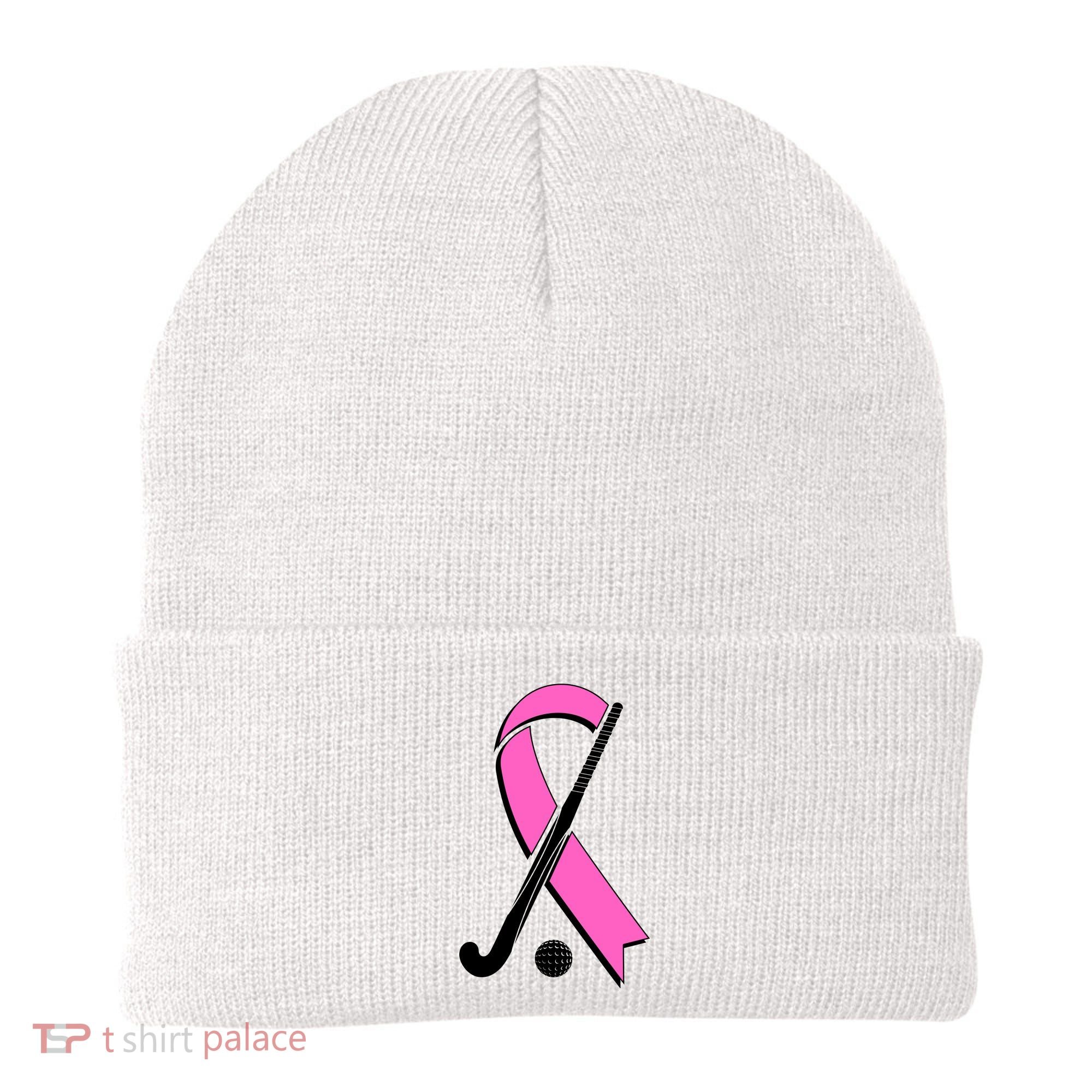 Field Hockey Breast Cancer Awareness Ribbon Beanie