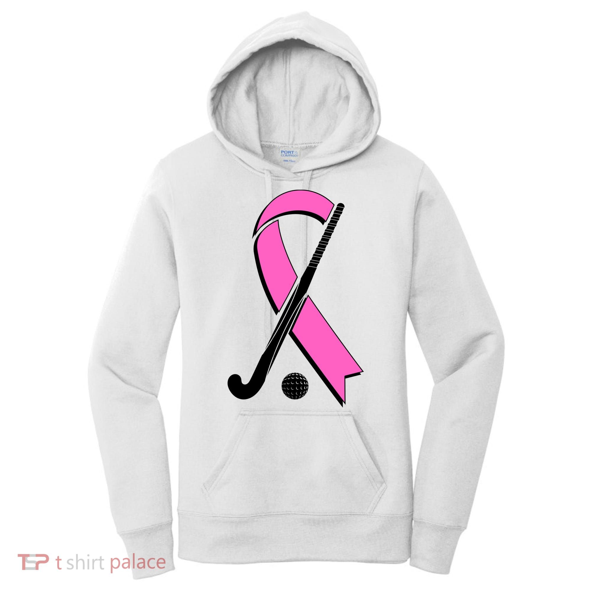Field Hockey Breast Cancer Awareness Ribbon Women's Hoodie