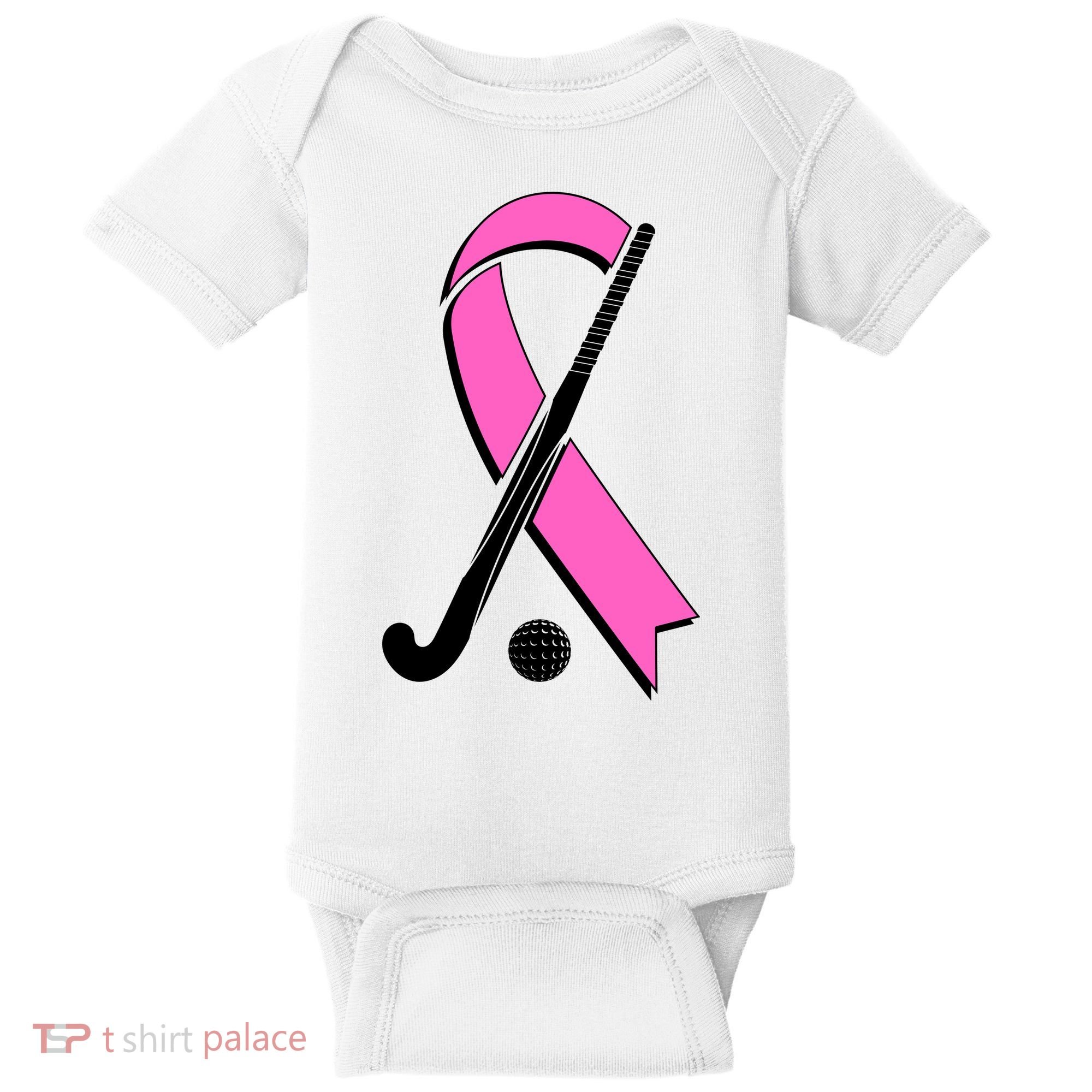 Field Hockey Breast Cancer Awareness Ribbon Baby Bodysuit