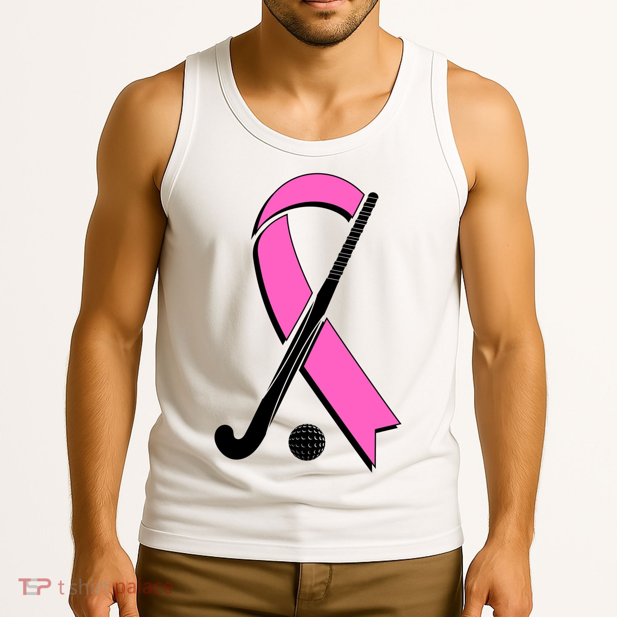 Field Hockey Breast Cancer Awareness Ribbon Tank Top