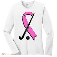 Field Hockey Breast Cancer Awareness Ribbon Women's Long Sleeve Shirt thumb 0