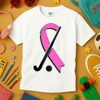 Field Hockey Breast Cancer Awareness Ribbon Kids T-Shirt thumb 3