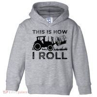 Funny Hay Bale How I Roll Gift Cool Farmer Tractor Driver Toddler Hoodie thumb 0