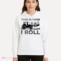 Funny Hay Bale How I Roll Gift Cool Farmer Tractor Driver Hoodie thumb 5