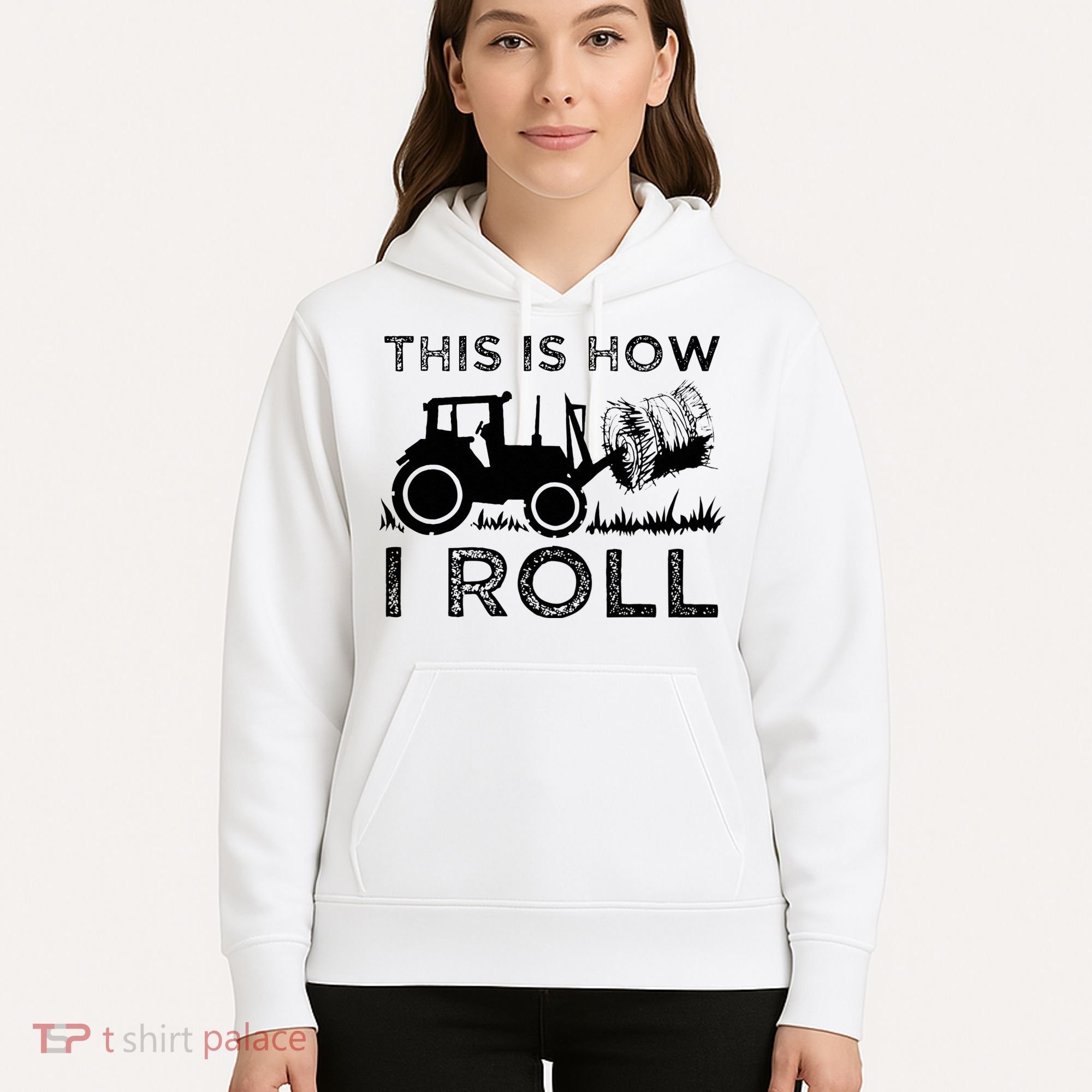 Funny Hay Bale How I Roll Gift Cool Farmer Tractor Driver Hoodie