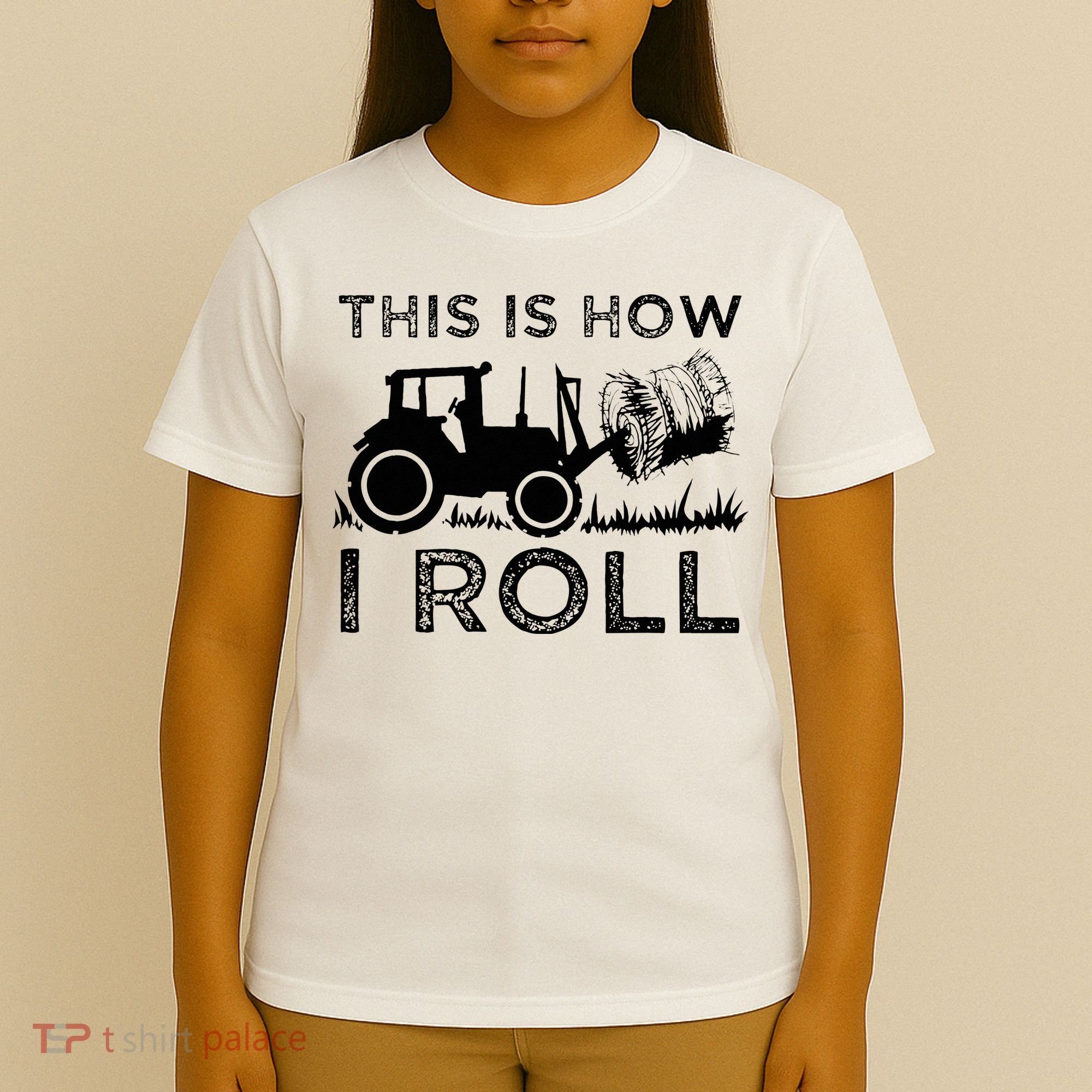 Funny Hay Bale How I Roll Gift Cool Farmer Tractor Driver T-Shirt