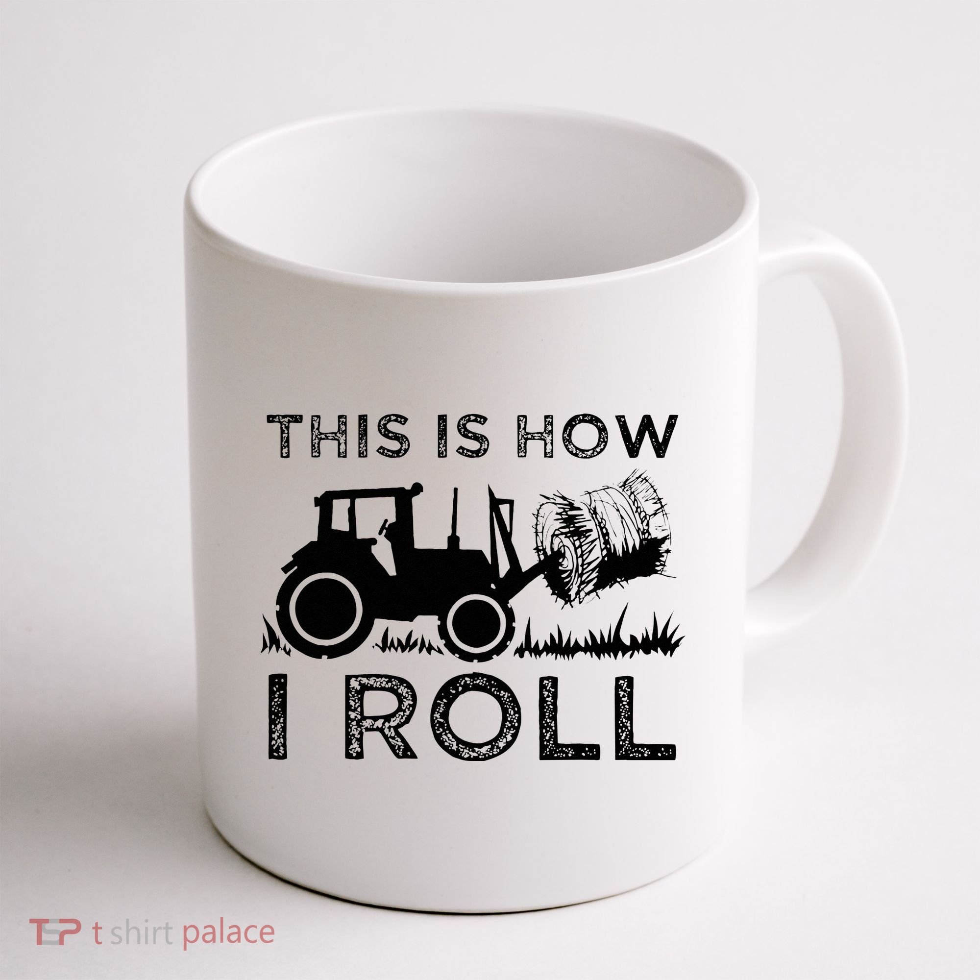 Funny Hay Bale How I Roll Gift Cool Farmer Tractor Driver Coffee Mug