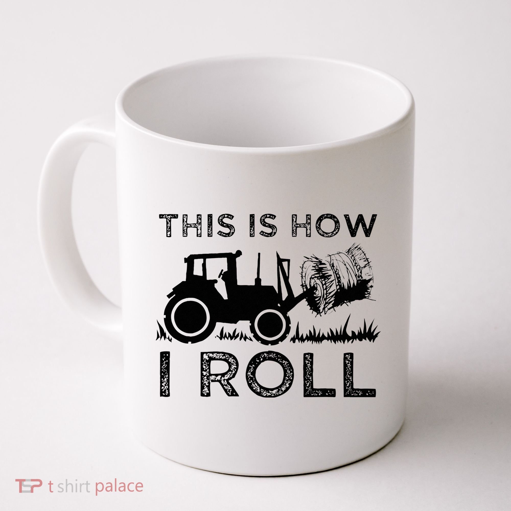 Funny Hay Bale How I Roll Gift Cool Farmer Tractor Driver Coffee Mug