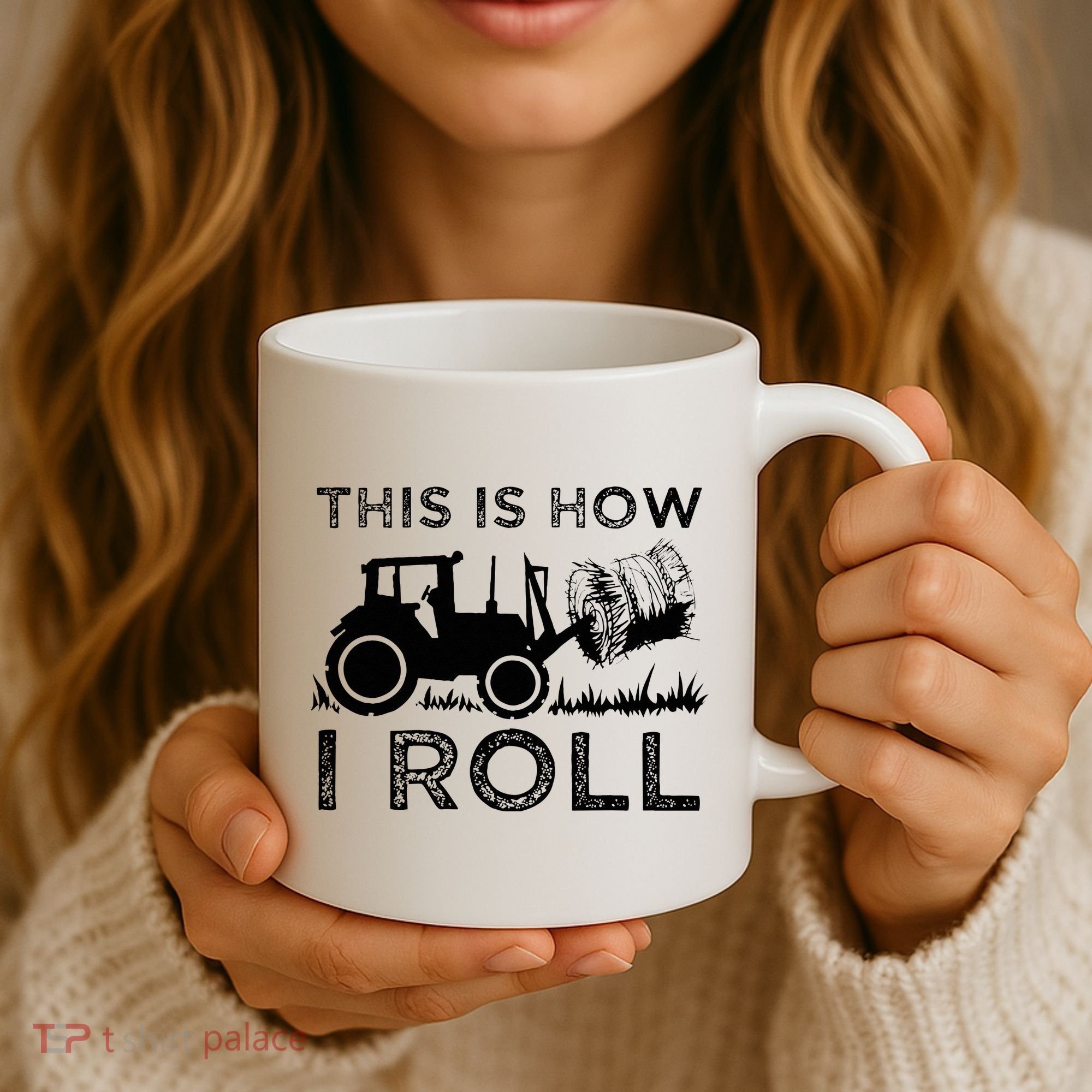 Funny Hay Bale How I Roll Gift Cool Farmer Tractor Driver Coffee Mug