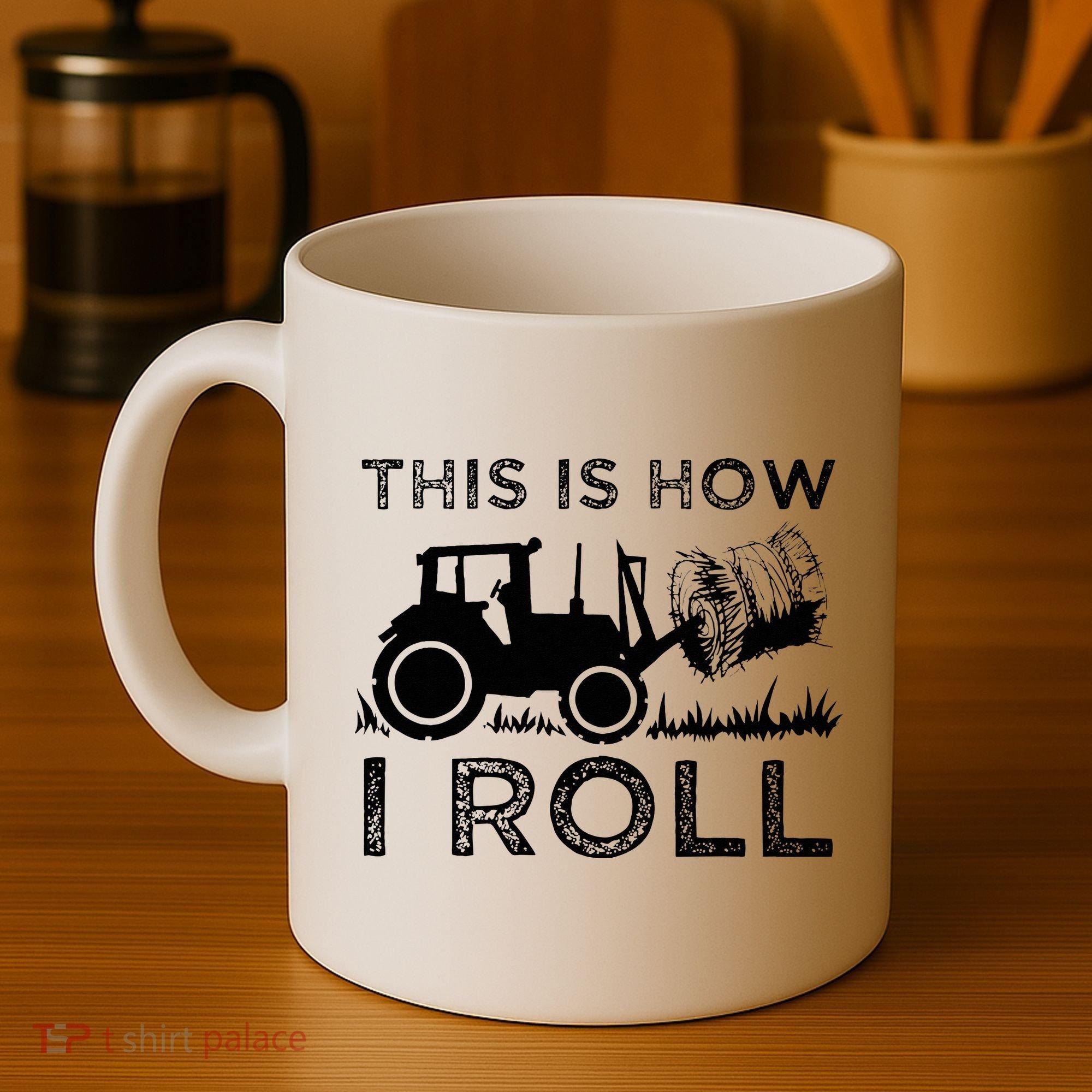 Funny Hay Bale How I Roll Gift Cool Farmer Tractor Driver Coffee Mug