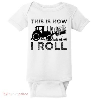 Funny Hay Bale How I Roll Gift Cool Farmer Tractor Driver Baby Bodysuit