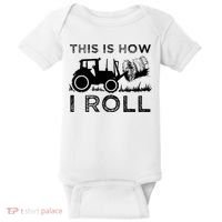 Funny Hay Bale How I Roll Gift Cool Farmer Tractor Driver Baby Bodysuit thumb 0