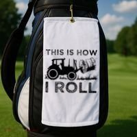 Funny Hay Bale How I Roll Gift Cool Farmer Tractor Driver Golf Towel thumb 2