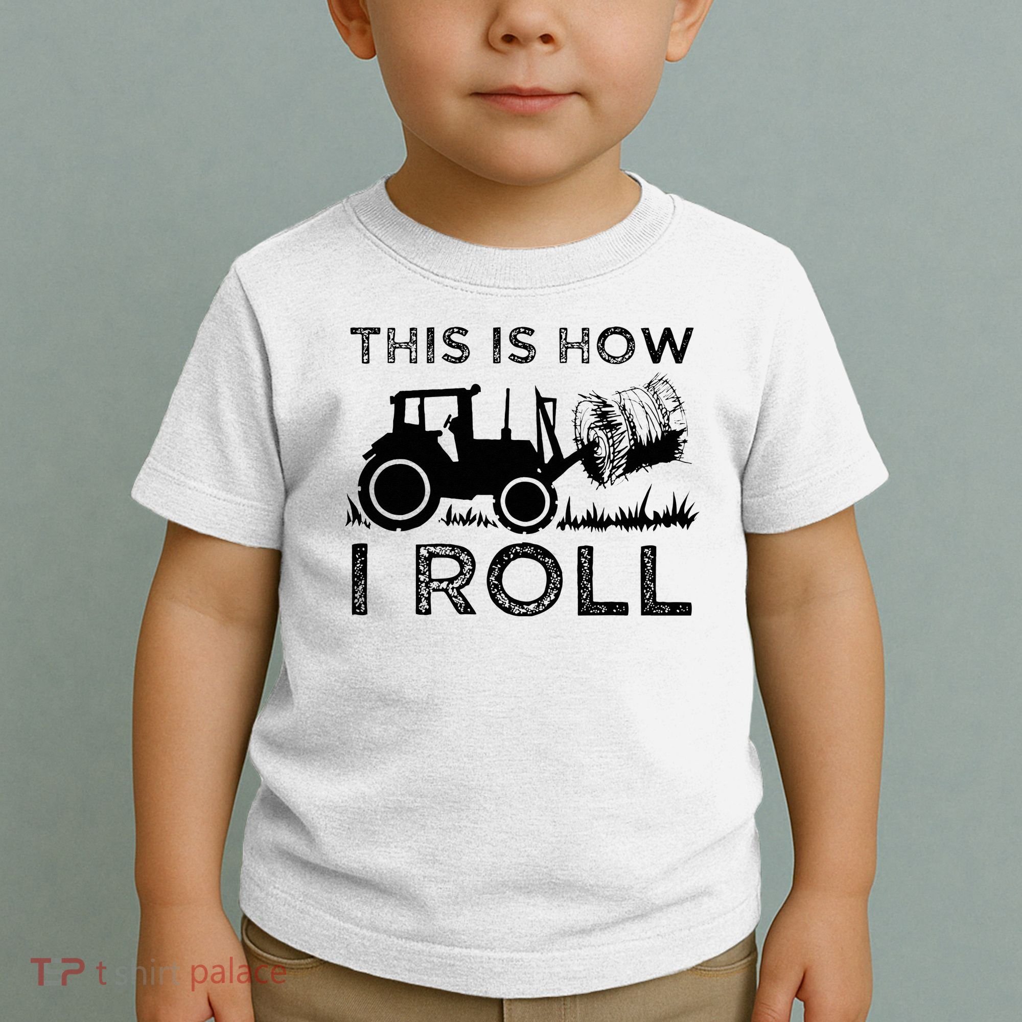 Funny Hay Bale How I Roll Gift Cool Farmer Tractor Driver Toddler T-Shirt