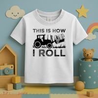 Funny Hay Bale How I Roll Gift Cool Farmer Tractor Driver Toddler T-Shirt thumb 3