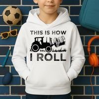 Funny Hay Bale How I Roll Gift Cool Farmer Tractor Driver Kids Hoodie thumb 2