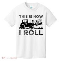 Funny Hay Bale How I Roll Gift Cool Farmer Tractor Driver Kids T-Shirt thumb 0