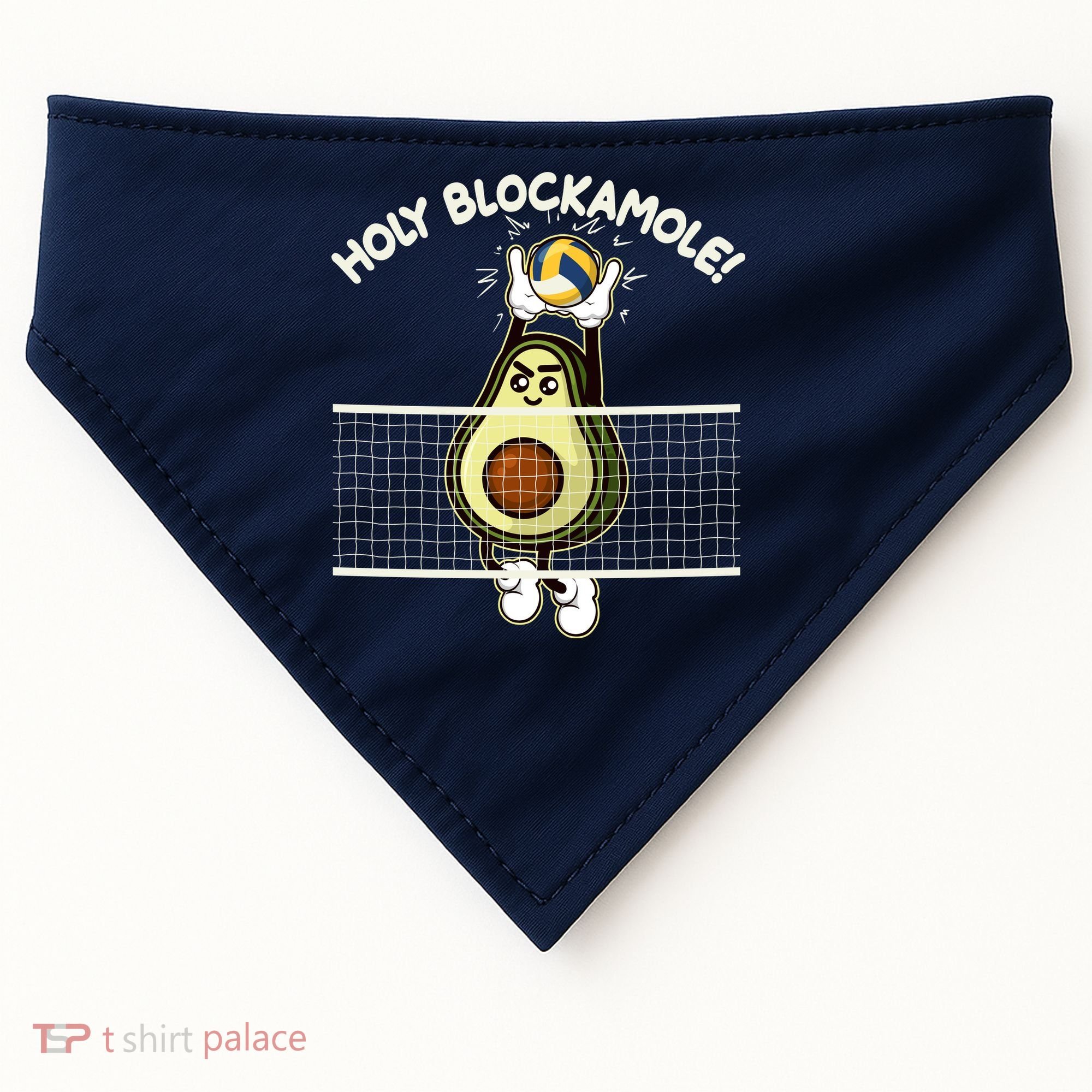 Funny Holy Blockamole Avocado Volleyball USA-Made Doggie Bandana