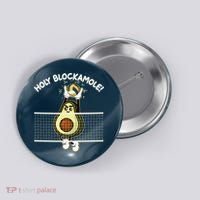 Funny Holy Blockamole Avocado Volleyball Button thumb 0
